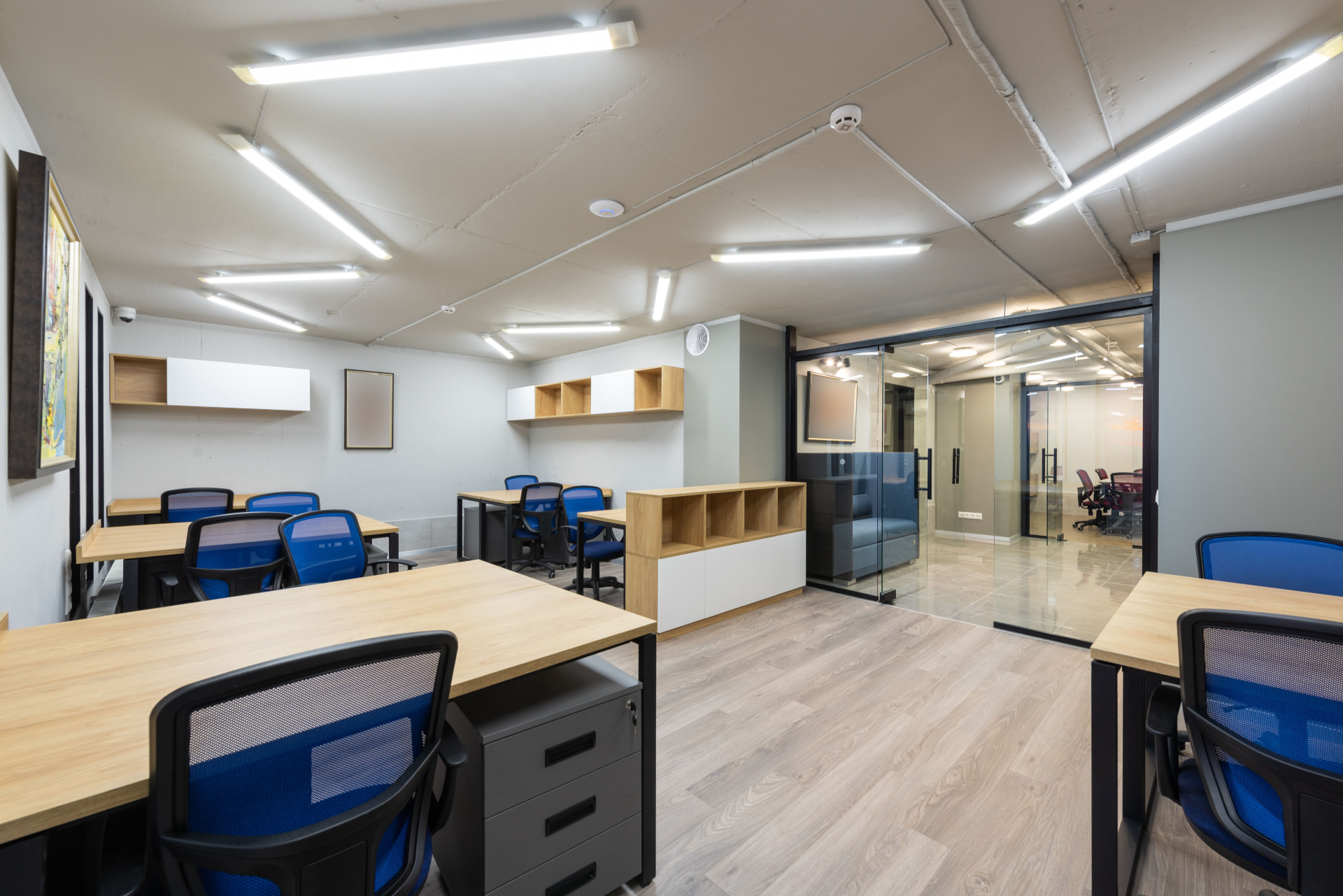 Immaculate modern open-plan office with gleaming polished floors in Wolverhampton